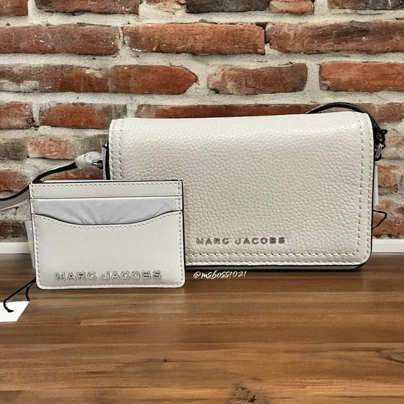 MARC JACOBS Groove Leather Mini Crossbody + Cardholder in Cotton NWT - Picture 2 of 10